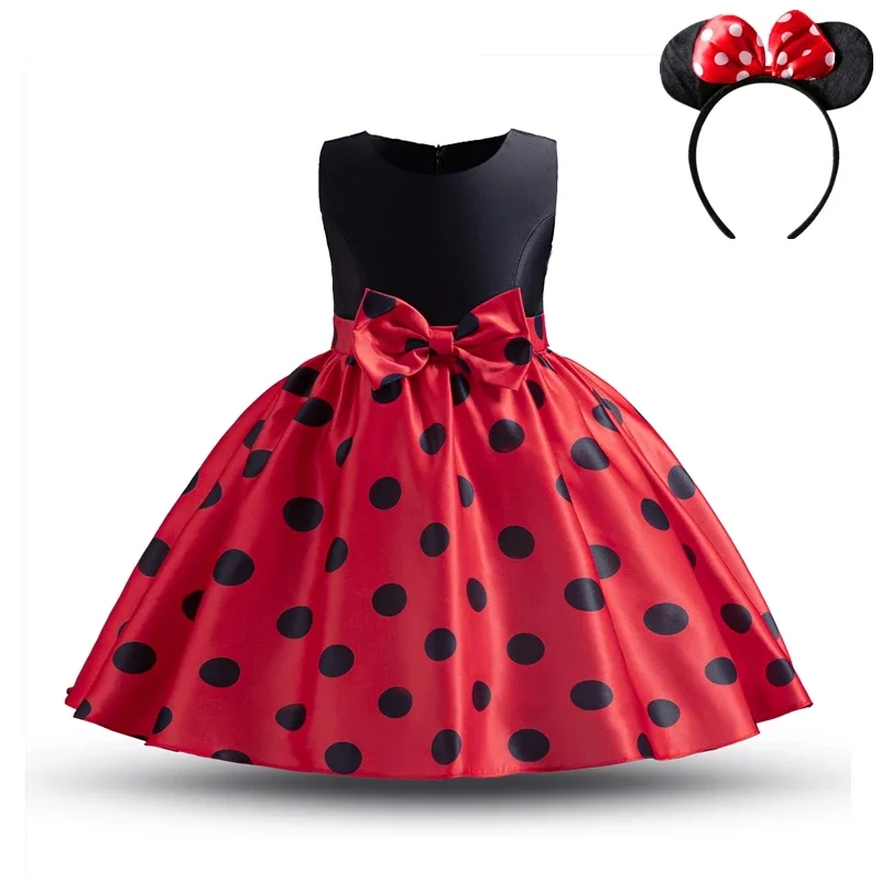 Dress Kids Girls 3-8Y Children Polka Dot Dress for Girl Stylish Girls Vacation Holiday Clothes Kid Red Christmas Party Clothings