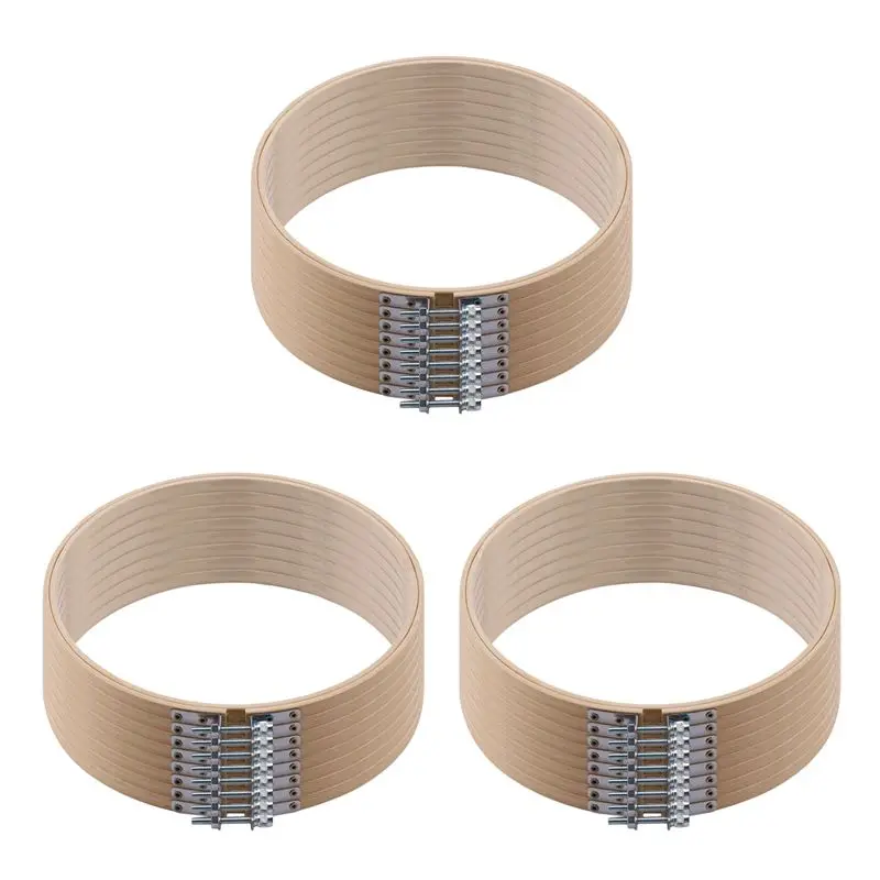 AT59 24 قطع 8 بوصة خشبية مستديرة التطريز الأطواق قابل للتعديل الخيزران دائرة عبر غرزة هوب الدائري السائبة بالجملة