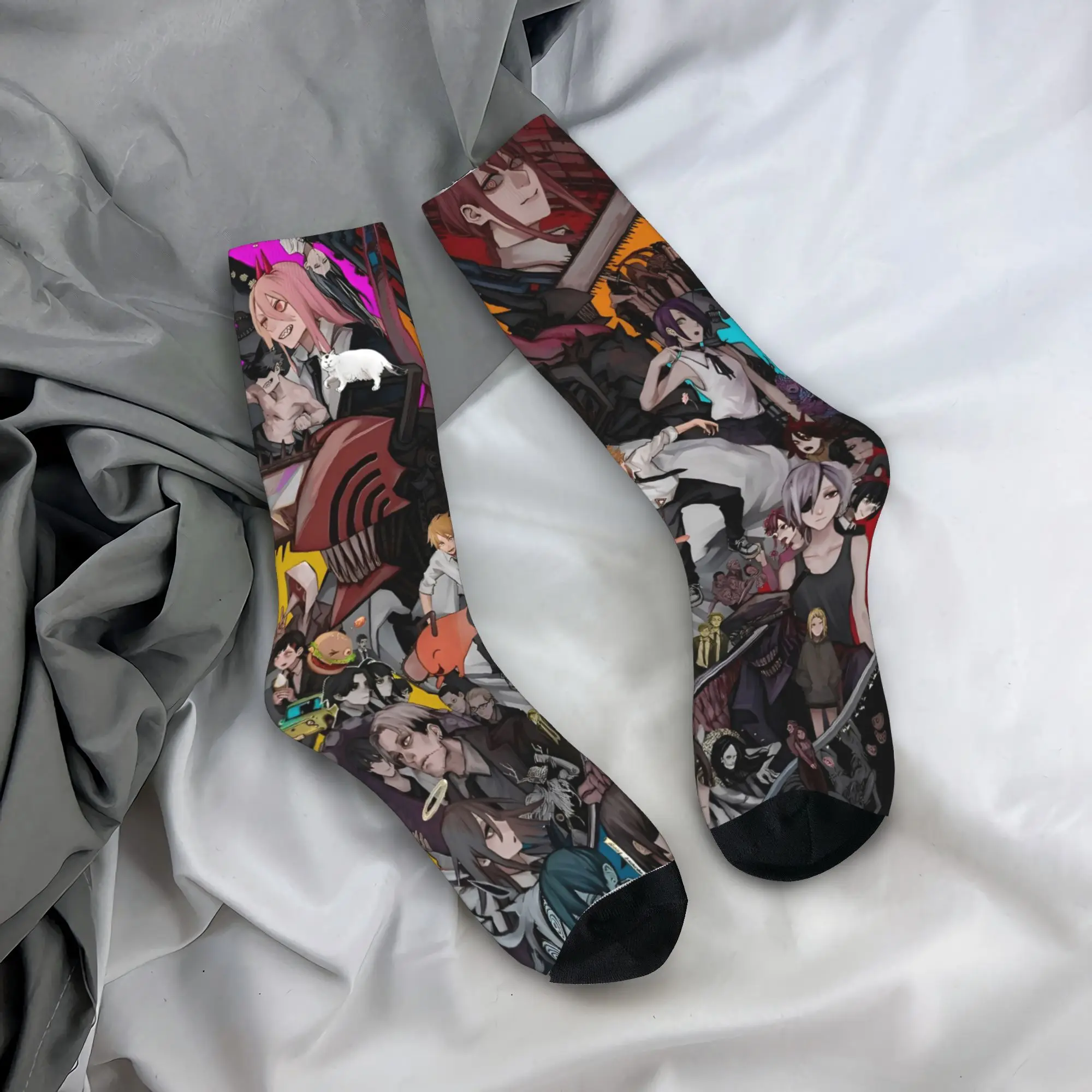 Calcetines de manga de Anime Chainsaw Man, medias de invierno, calcetines divertidos y transpirables para hombre, calcetines antideslizantes con diseño para escalada
