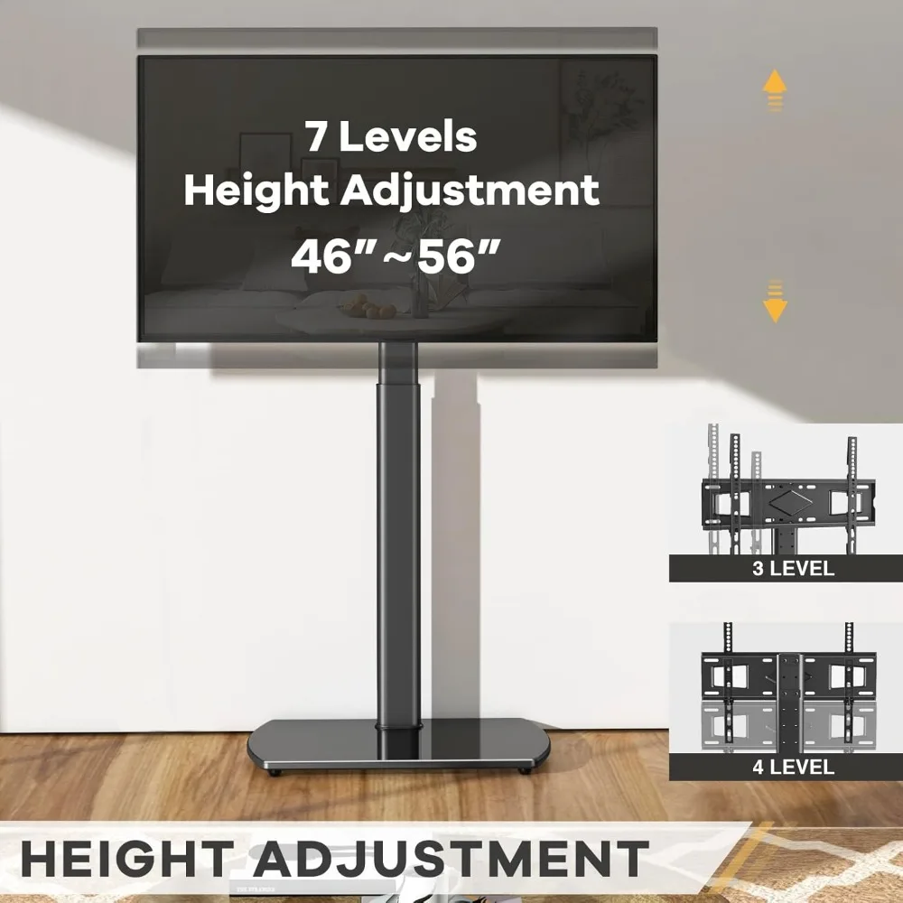 ほとんどのテレビ用のユニバーサルフロアテレビスタンドベース、26〜65インチテレビ、 ± 30 ° スイベルマウント、高さ調節可能、65インチテレビスタンド