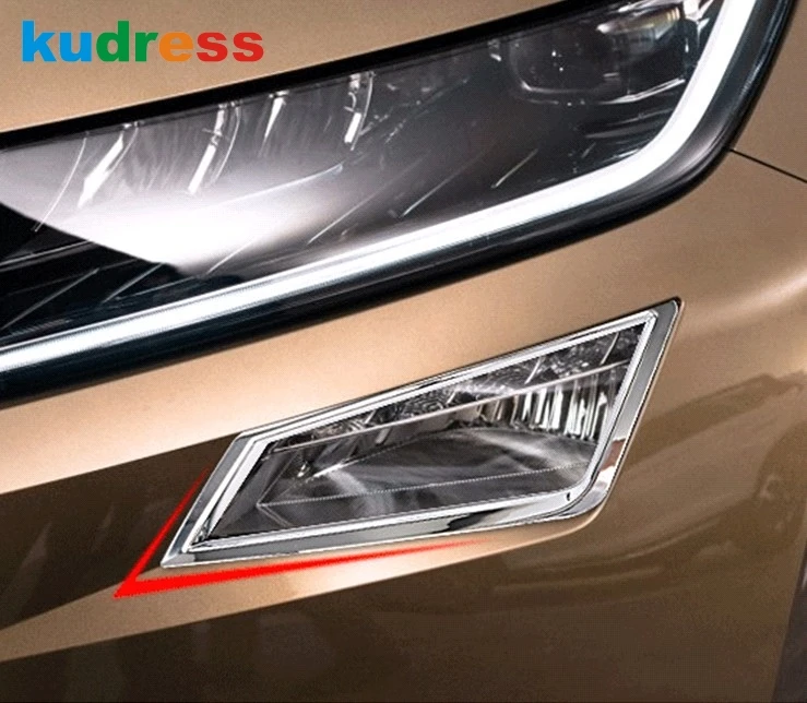 Przednie światło przeciwmgłowe samochodu osłona lampy do skody Kodiaq 2016 2017 2018 2019 2020 chromowane przednie światła wykończenie ramek akcesoria — zdjęcie 4