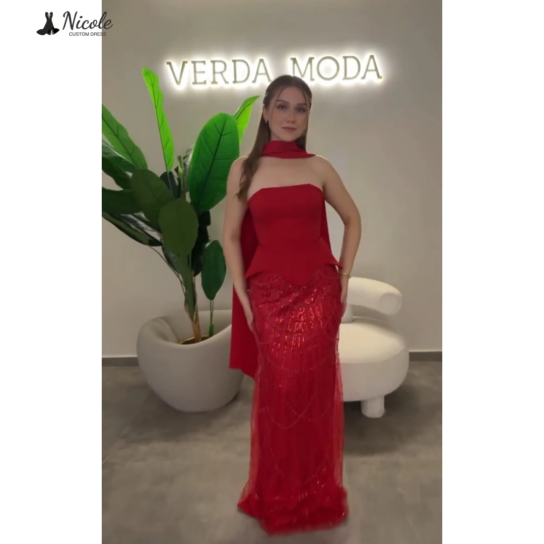

Nicole Custom Made Luxurious Party Dresses for Special Occasions Sequins Line A Wedding Dresses Wedding Ribbon Prom Dress 2025