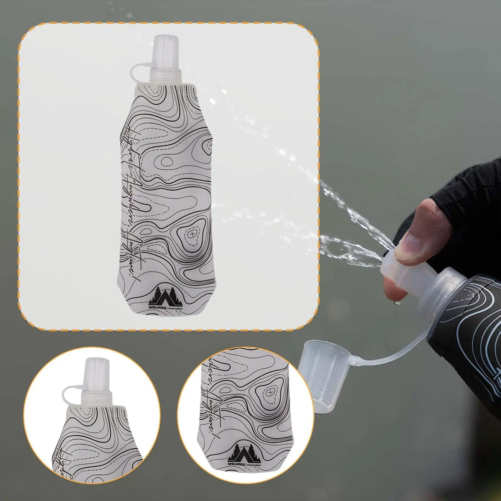 Bouteille d'eau souple avec bouchon facile à ouvrir, bouteille pliable en Silicone étanche, flacon pliable pour Marathon voyage randonnée escalade garçons