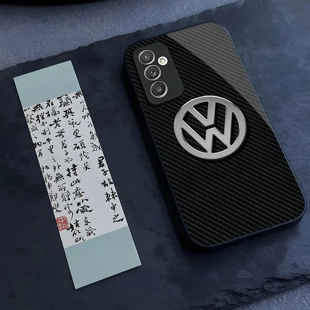 V-VolkswagenESS Car LOGO Phone Case Glass for Samsung Galaxy S24 S23 S21 S22 S20 Ultra Fe Plus A34 A54 A24 A52 A53 M54 Cover