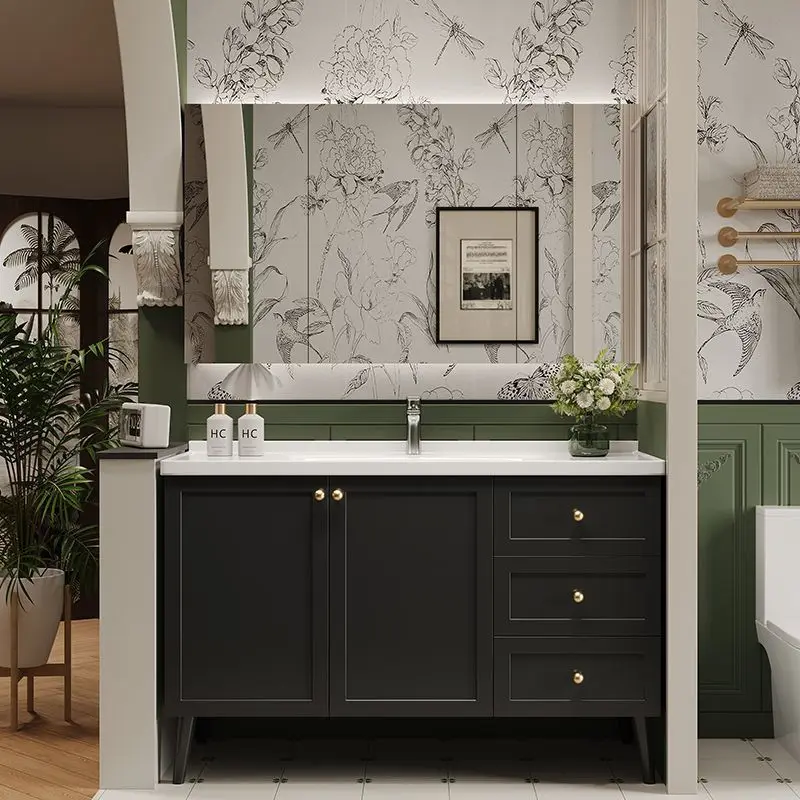 Smart French retro style bathroom cabinet Floor-to-ceiling bathroom cabinet Wash table Bathroom washbasin
