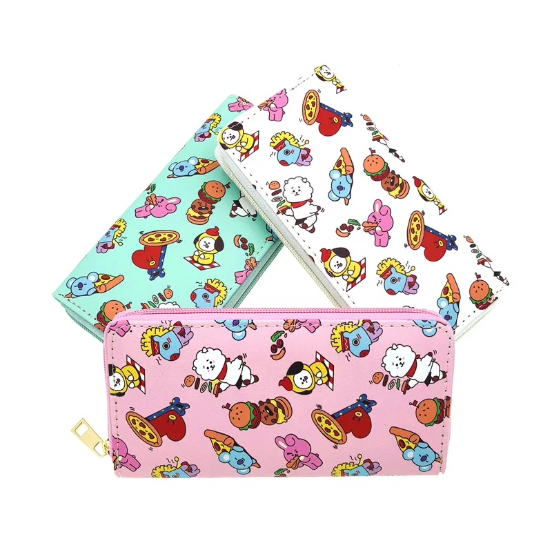 Аниме мультфильм Bt21 Cooky Shooky студенческий длинный кошелек модный новый женский многофункциональный косметичка из искусственной кожи кошелек с принтом подарки для девочек