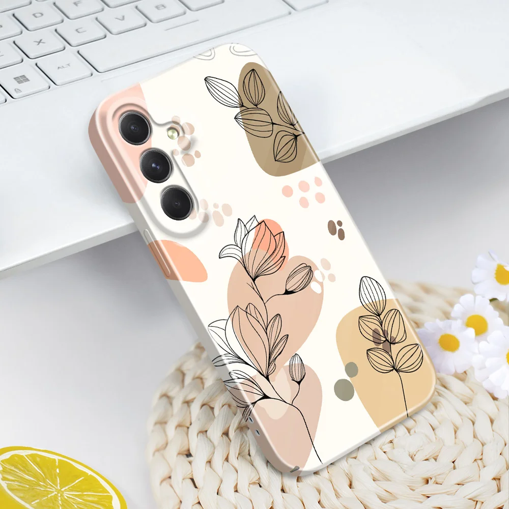 Simple Flowers Phone Case For Samsung Galaxy A54 A34 A24 A14 A04 A73 A53 A33 A23 A13 A72 A52 A32 4G 5G Film Hard Cover