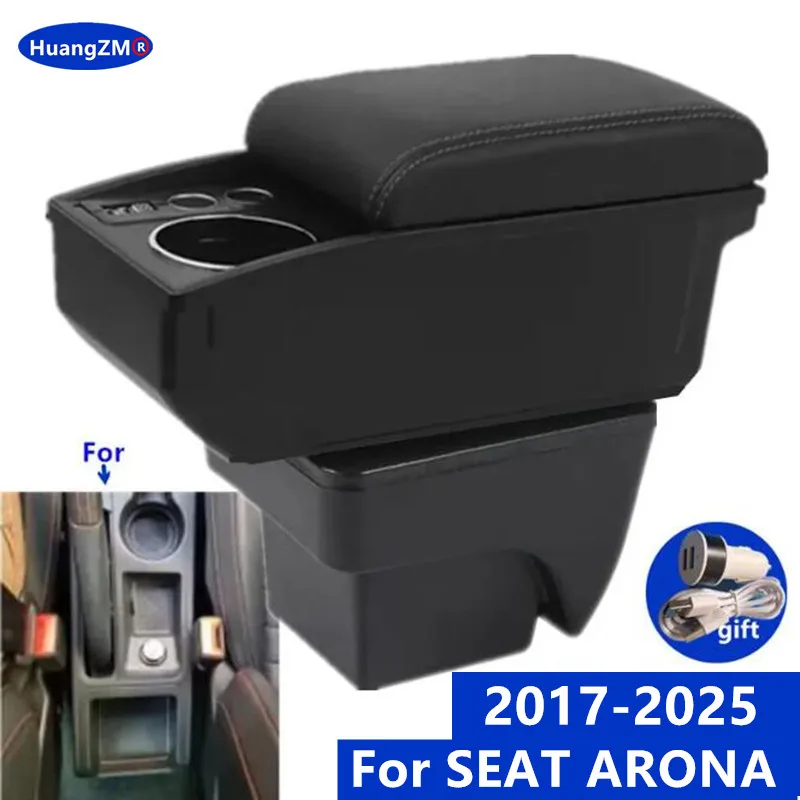 

Car Armrest Box For SEAT ARONA double-layer central Storage Box Cup holder Dedicated Retrofit Interior Car Accessories