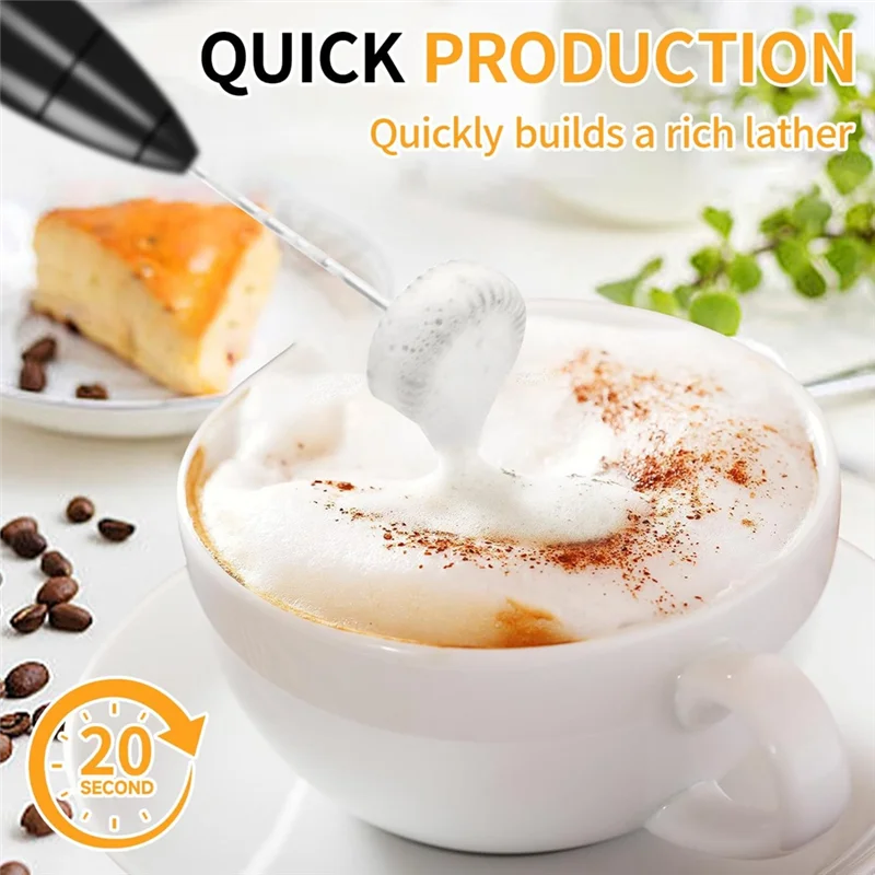 UNCL Frother Wand 충전식, 전기 Frother Wand 휴대용 커피 폼 메이커 스테인레스 스틸 스탠드