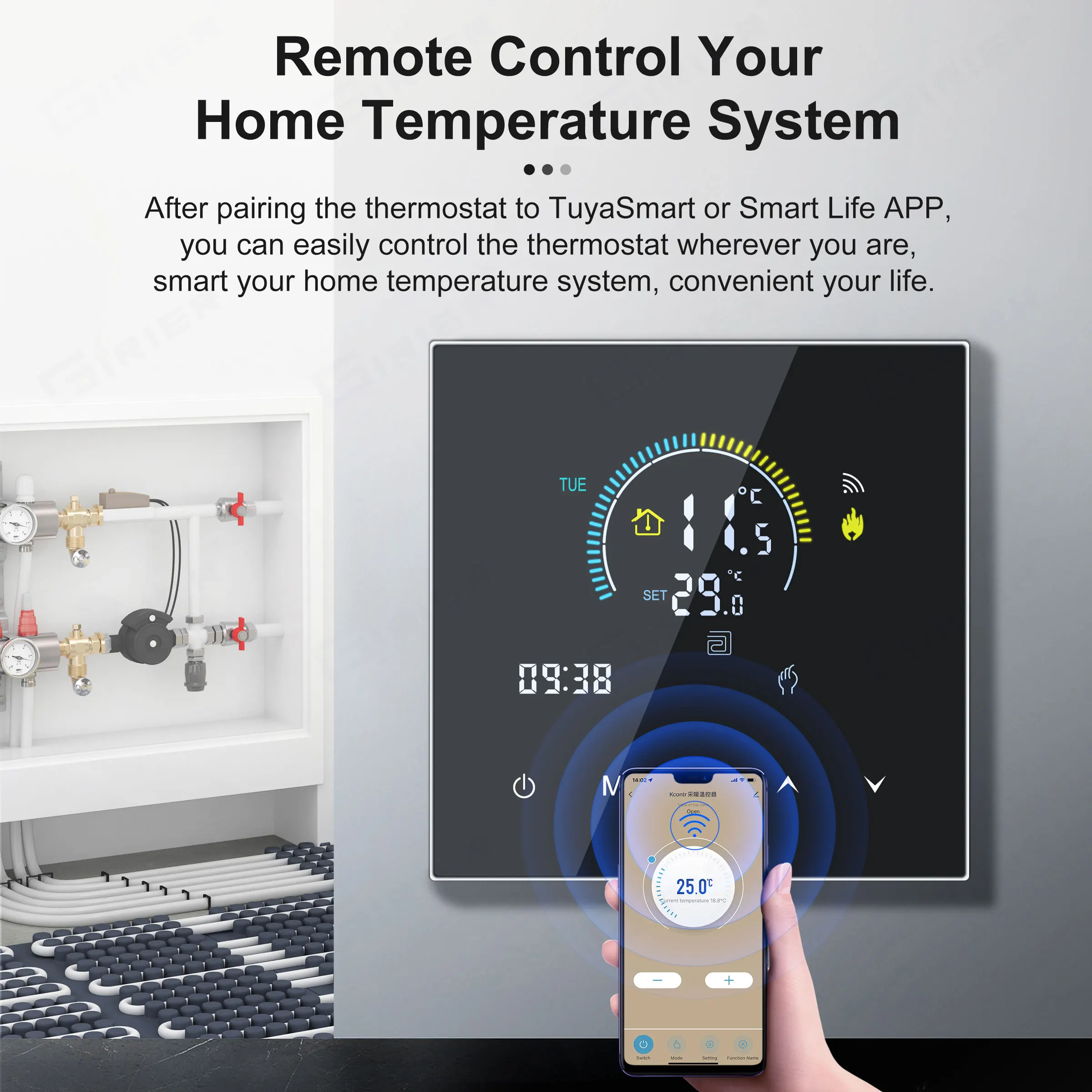 GIRIER Smart WiFi Thermostat for Electric/Water Floor Heating/Gas Boiler Smart Home Temerature Controller Works Alaxe Hey Google