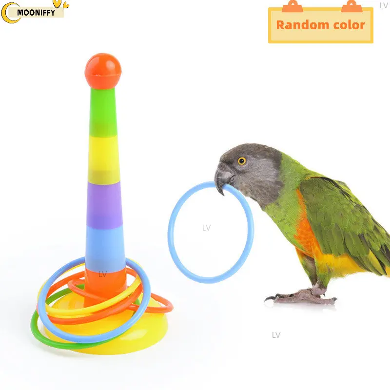 Funny Mini Ferrule Toy for Parrot Bird Training Intelligence Toy Game Colorful Rings Bird Activity Training Toy DropShipping