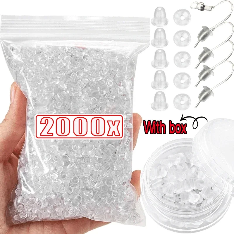 Bouchons de Boucles d'Oreilles en Silicone Transparent, Accessoires Anti-Chute, 500 à 2000 Pièces