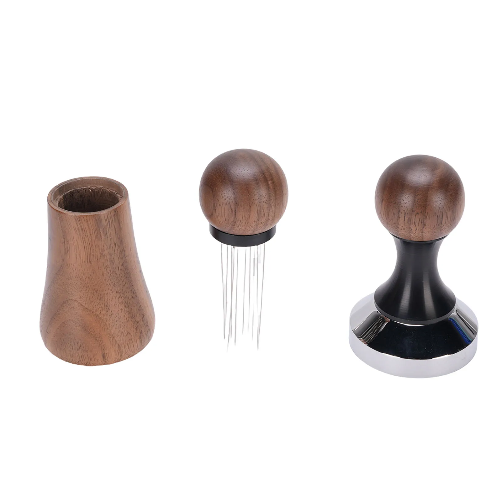 

51mm/53mm/58mm Needle Type Coffee Distributor Household Stainless Steel Walnut Wood Coffee Tamper for Coffee Machine Supplies