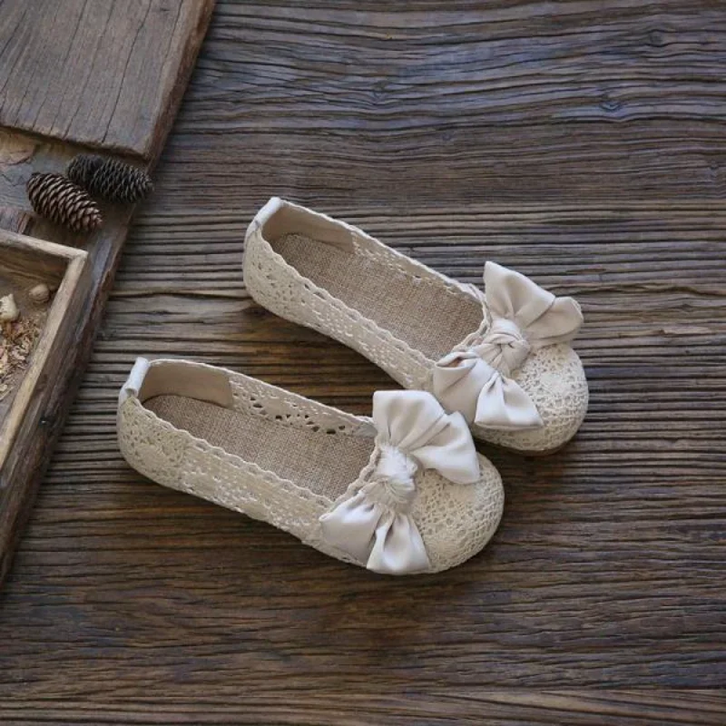 

Ladies Summer Footwear with Bow Shoes for Women 2024 Flats Transparent White Flat Clear Round Toe Shoe Korean Style Discount Y2k