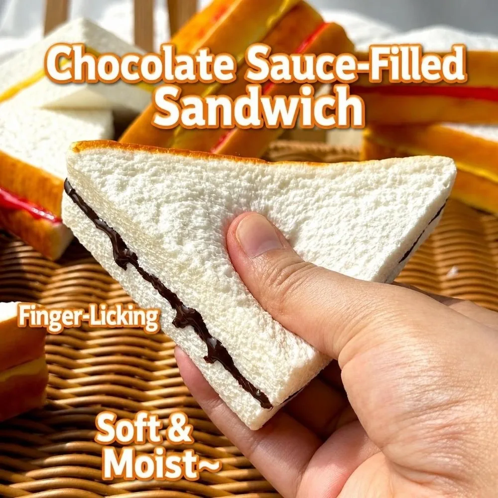 Creative PU Sandwich Model Soft Artificial Realistic Fake Bread Food Photography Prop Pressing Toy Kitchen Home Decor