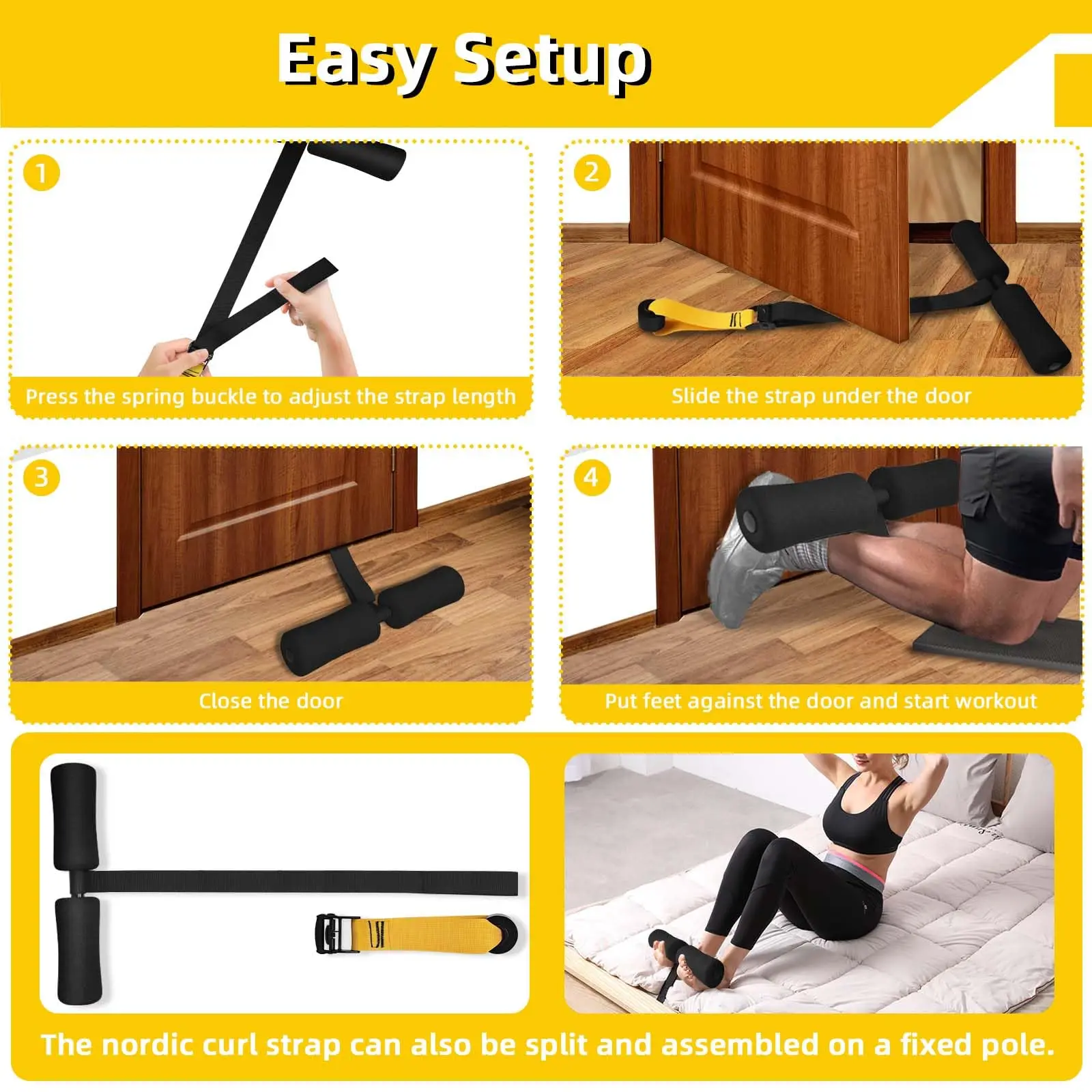 حزام تجعيد أوتار الركبة الشمالية، مناسب لتدريب الساق والبطن والظهر، محمول، ملحقات اللياقة البدنية الرياضية