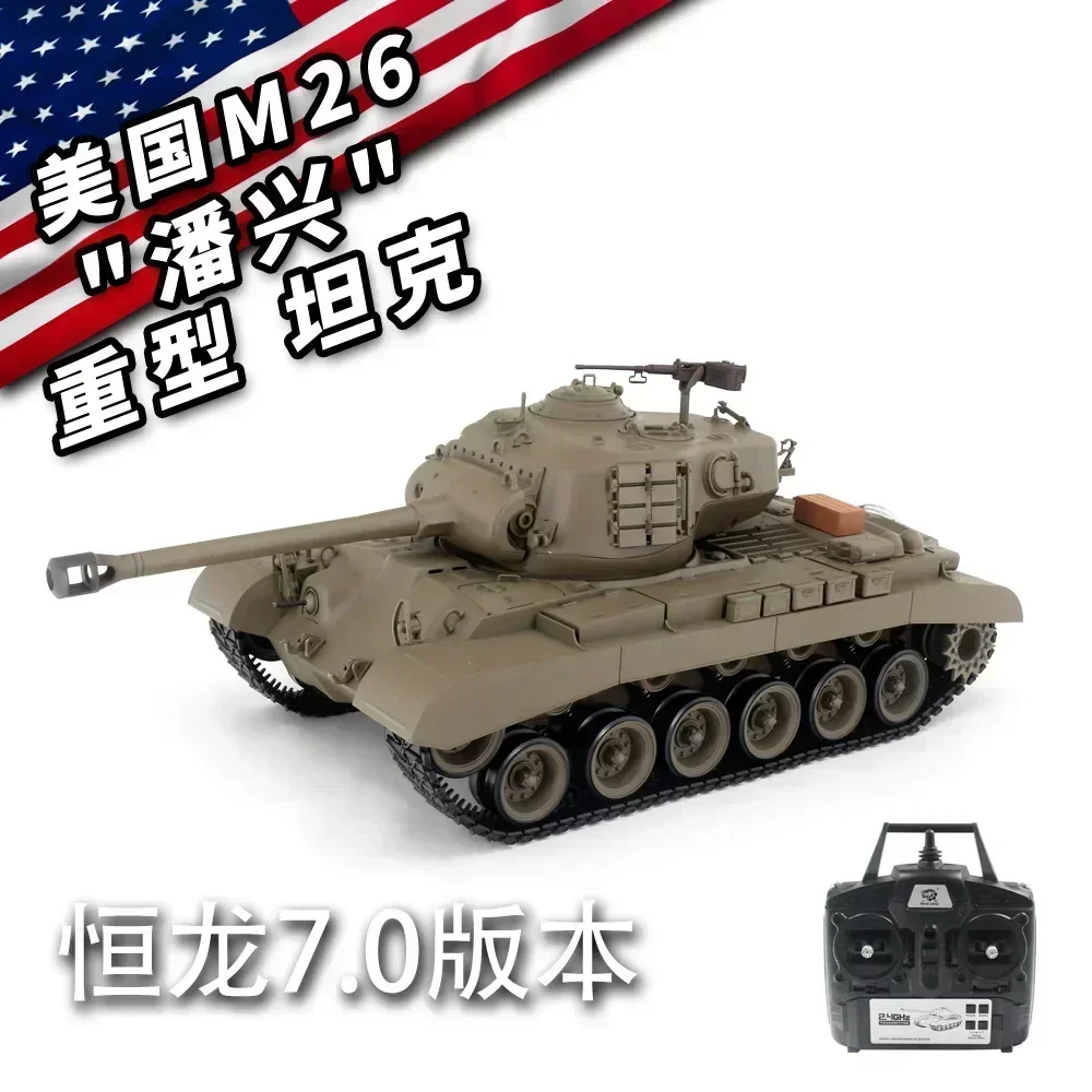 Henglong-Remote Control Tank Toy, 3838-1, United States, M26, Simulação elétrica, Smoke, Gift