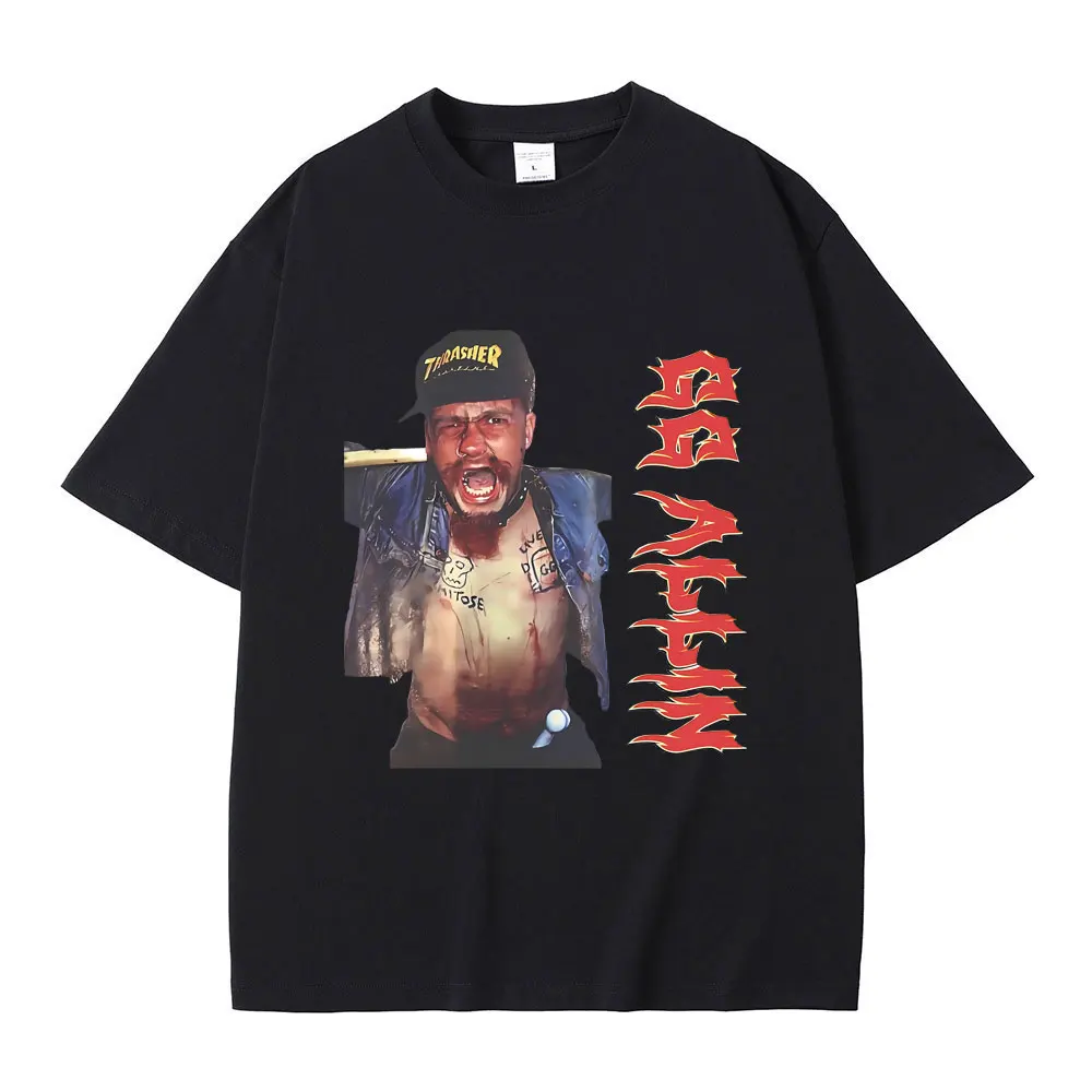 Limited Vintage Punk Rock GG Allin Graphic T Shirt Men Women Fashion Casual Oversized Tshirt Male Pure Cotton Harajuku T-shirts