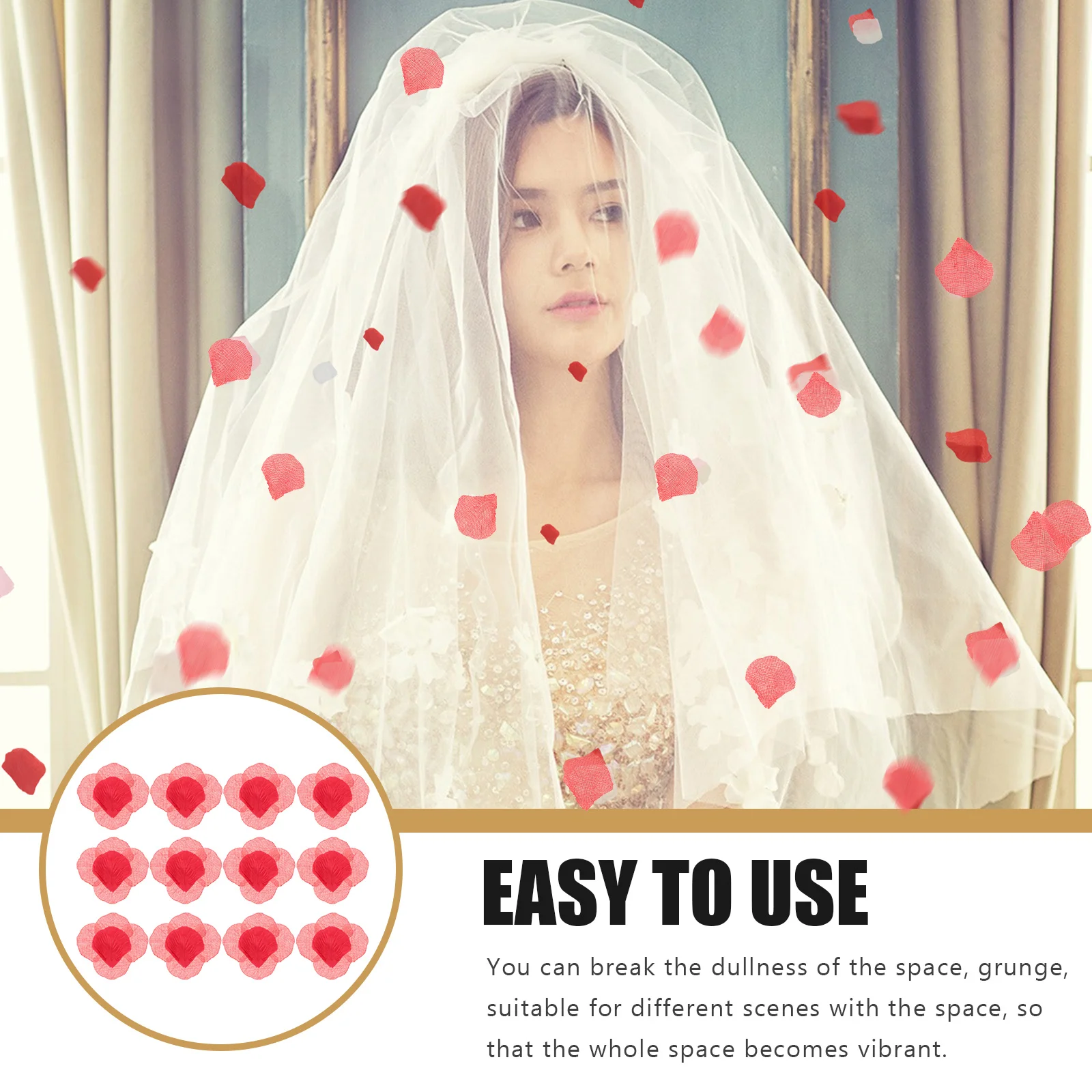 

1000pcs Rose Petals Artificial Wedding Decor Bridal Romantic Party Flower Petals Red Reusable Valentine Honeymoon Party