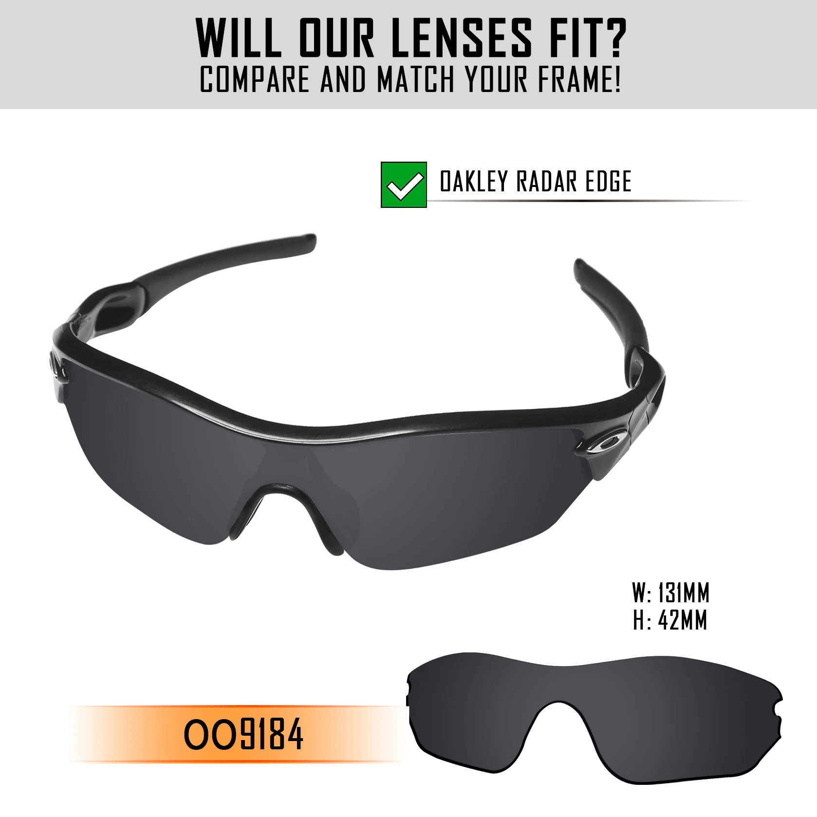

HDTAC Polarized Replacement Lenses For-Oakley Radar Edge OO9184 Sunglasses Multicolor Options