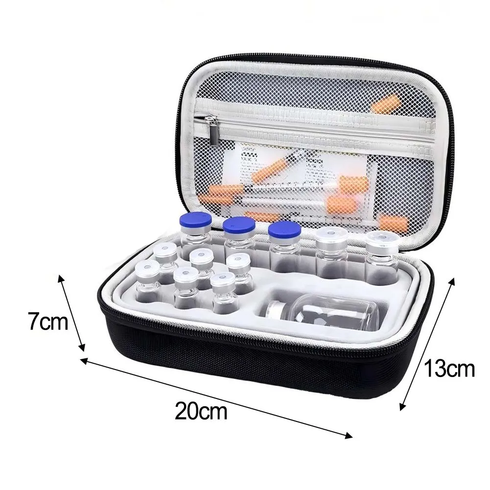Peptide Storage Bag with Reinforced Structure - Fabric+EVA Vial Case for Temperature-Sensitive For medications