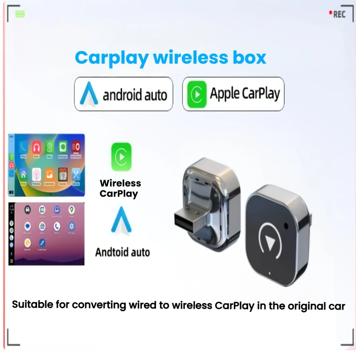 

Мини-смарт-бокс 2 в 1 — беспроводной Android Auto Plug and Play с автоматическим подключением — адаптер 2026 с проводным подключением к беспроводному CarPlay/Android Auto