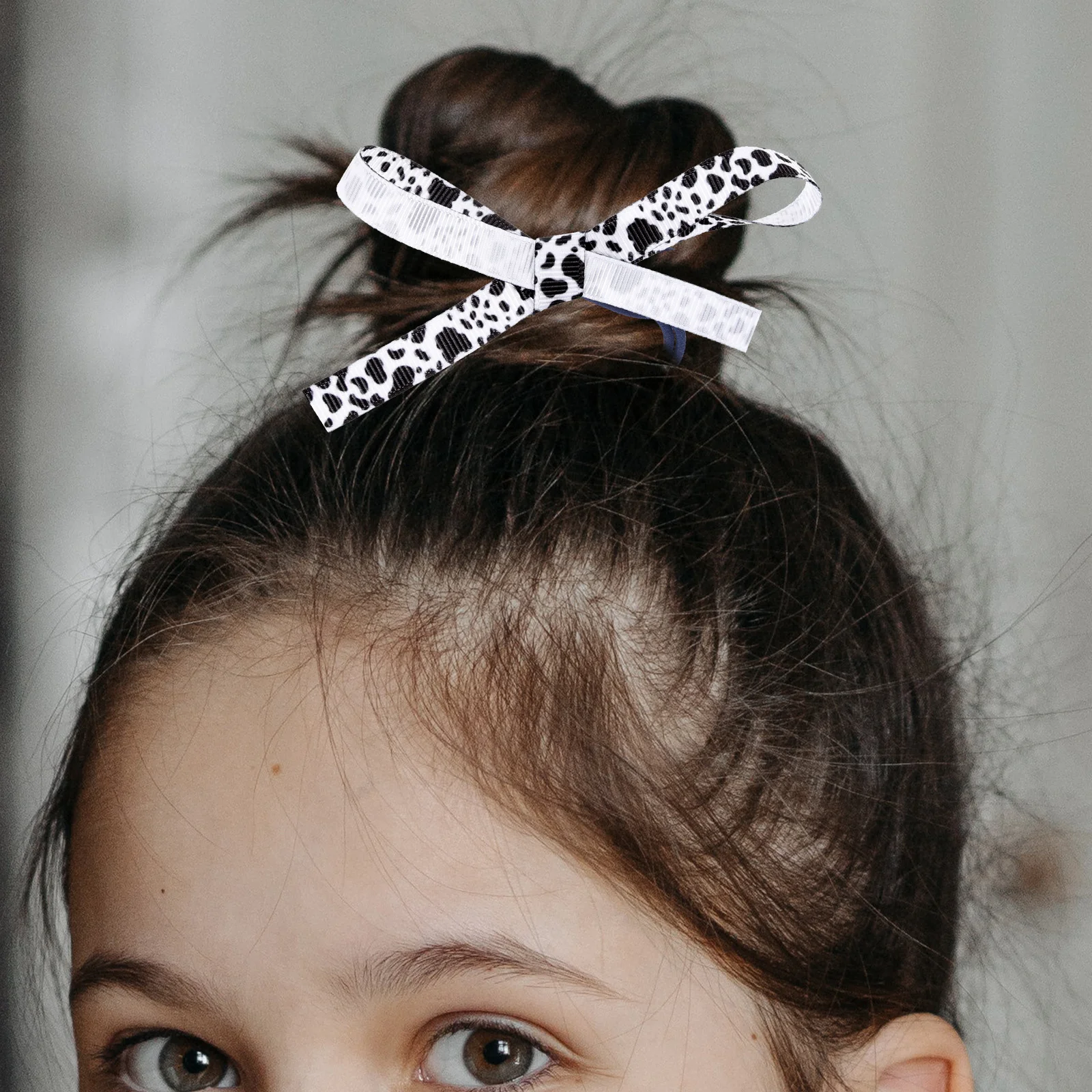 

2pcs Hair Ties Pins Cow Leopard Print Ribbon Craft Polyester Teen Girls White Gift Wrapping DIY Hair Bow Fabric Accessories