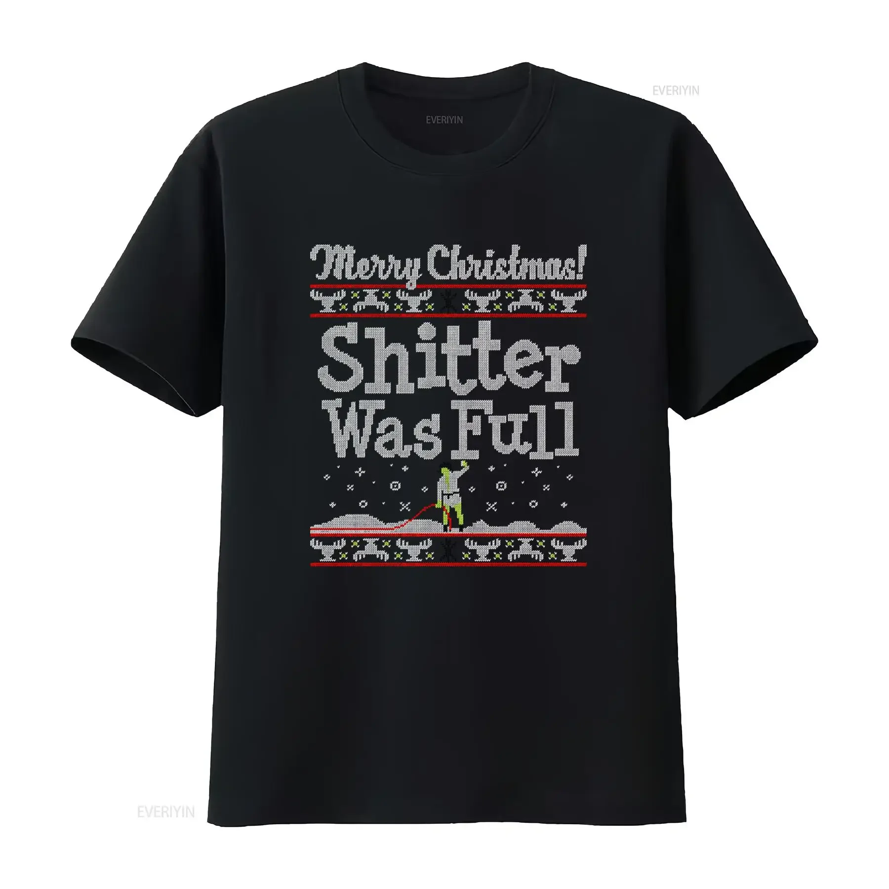 Merry Christmas Shitter Was Full National Lampoons Vacation T Shirt vintage Washed fashion Stretched Versatile homme Slightly