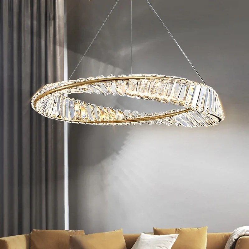 

Round Crystal Led Ceiling Chandelier Creativity Pendant Lights Living Room Kitchen Island Ceiling Lamp Home Decorations Lustre