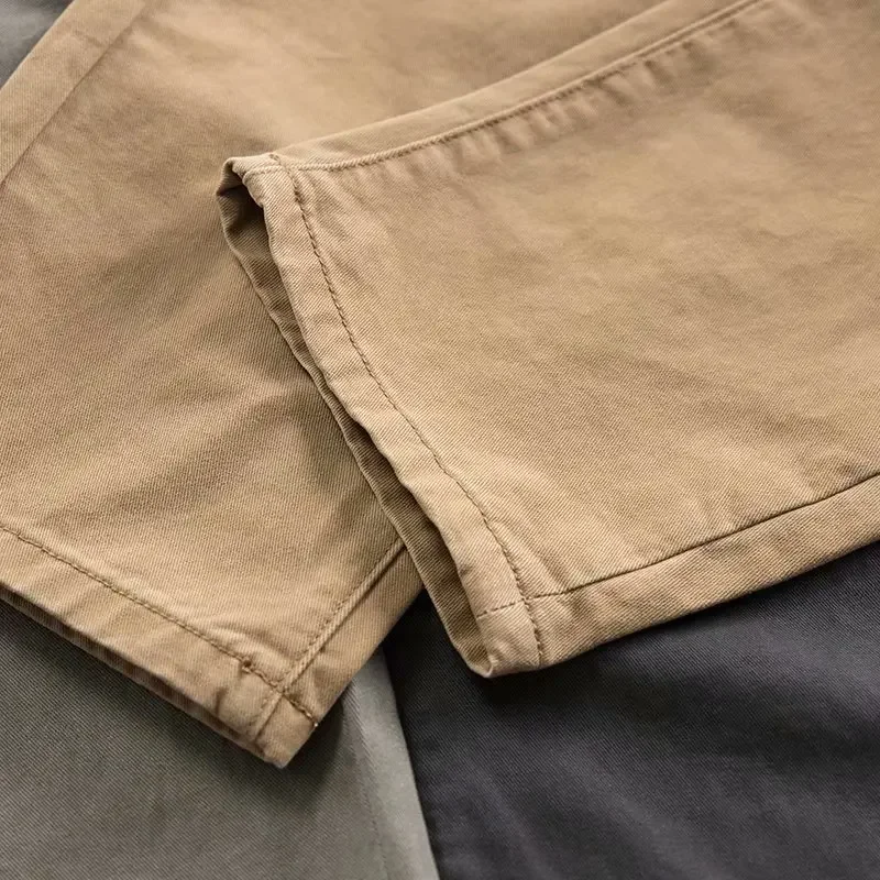 Pantalones informales de algodón para hombre, Pantalón recto, holgado, con bolsillo, de trabajo, de marca, para correr, ropa de entrenamiento