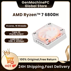 Genmachine AMD R7 Ryzen 7 6800H R9 6900HX Mini PC Windows 11 WiFi 6 Gaming PC DDR5 4800MHz M.2 Display Computer Support 4K