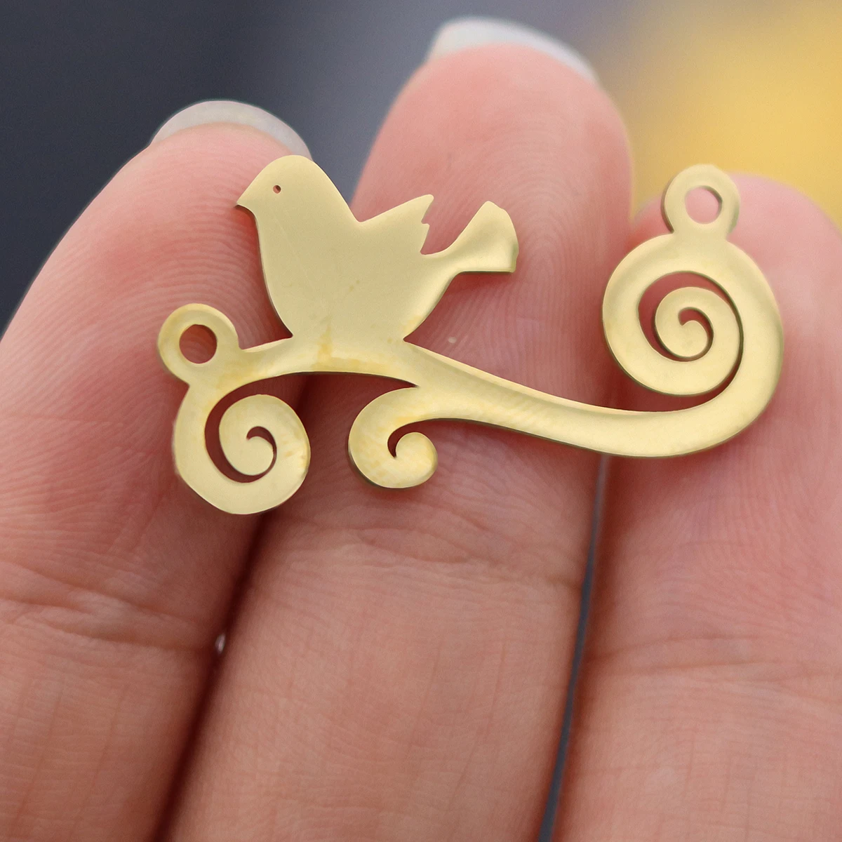 3 szt. Podwójne pętle ze stali nierdzewnej piękny ptak na gałęzi Charms wisiorek DIY komponenty do biżuterii złącze do naszyjnika bransoletka — zdjęcie 6