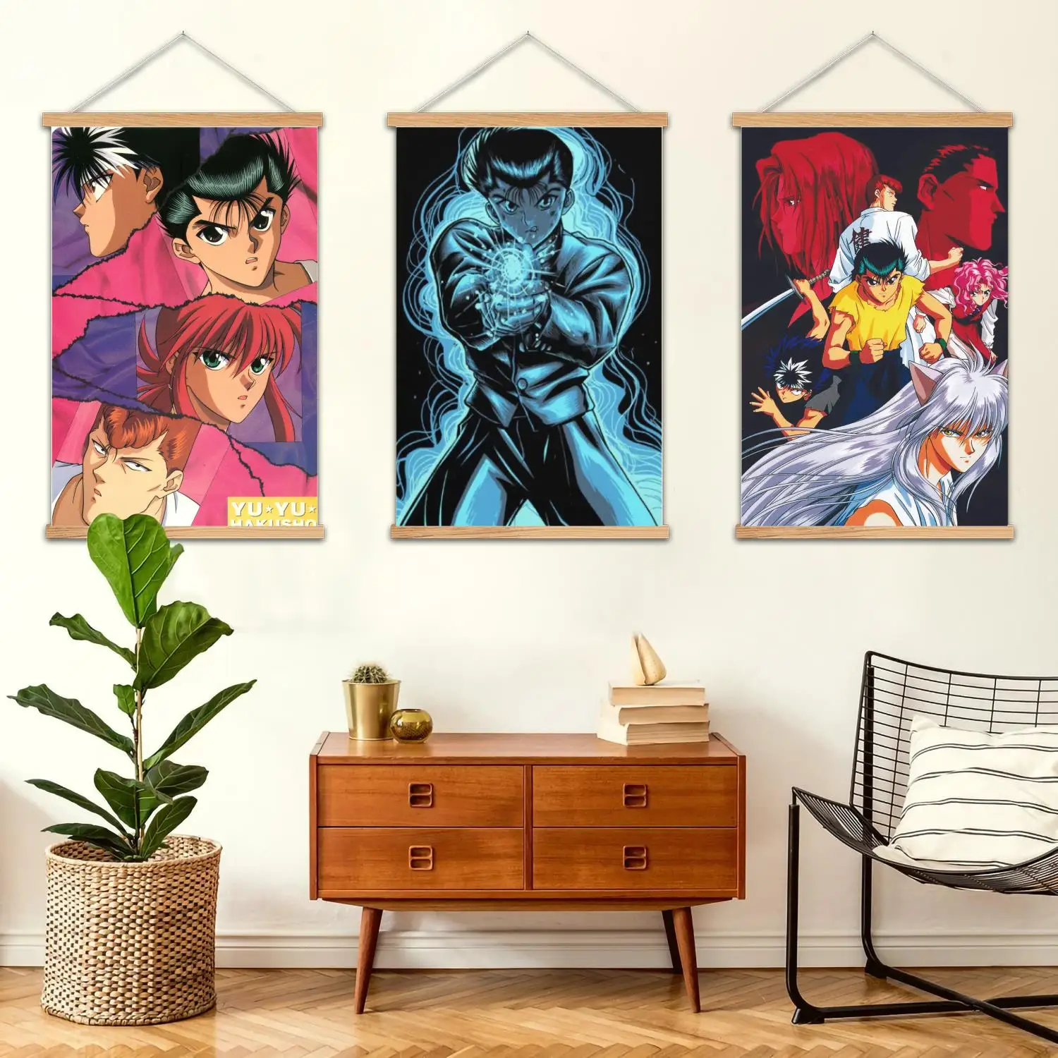 Yuyu hakusho мультфильм рамка настенная живопись холст художественный постер и настенное искусство, современный семейный декор для спальни, декоративная живопись