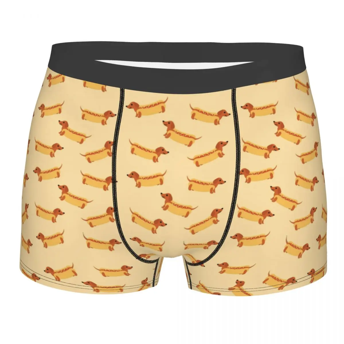 

Custom Male Cool Funy Hot Dogs Dachshund Men's Underwear Sausage Dog Boxer Briefs Soft Shorts Panties Underpants