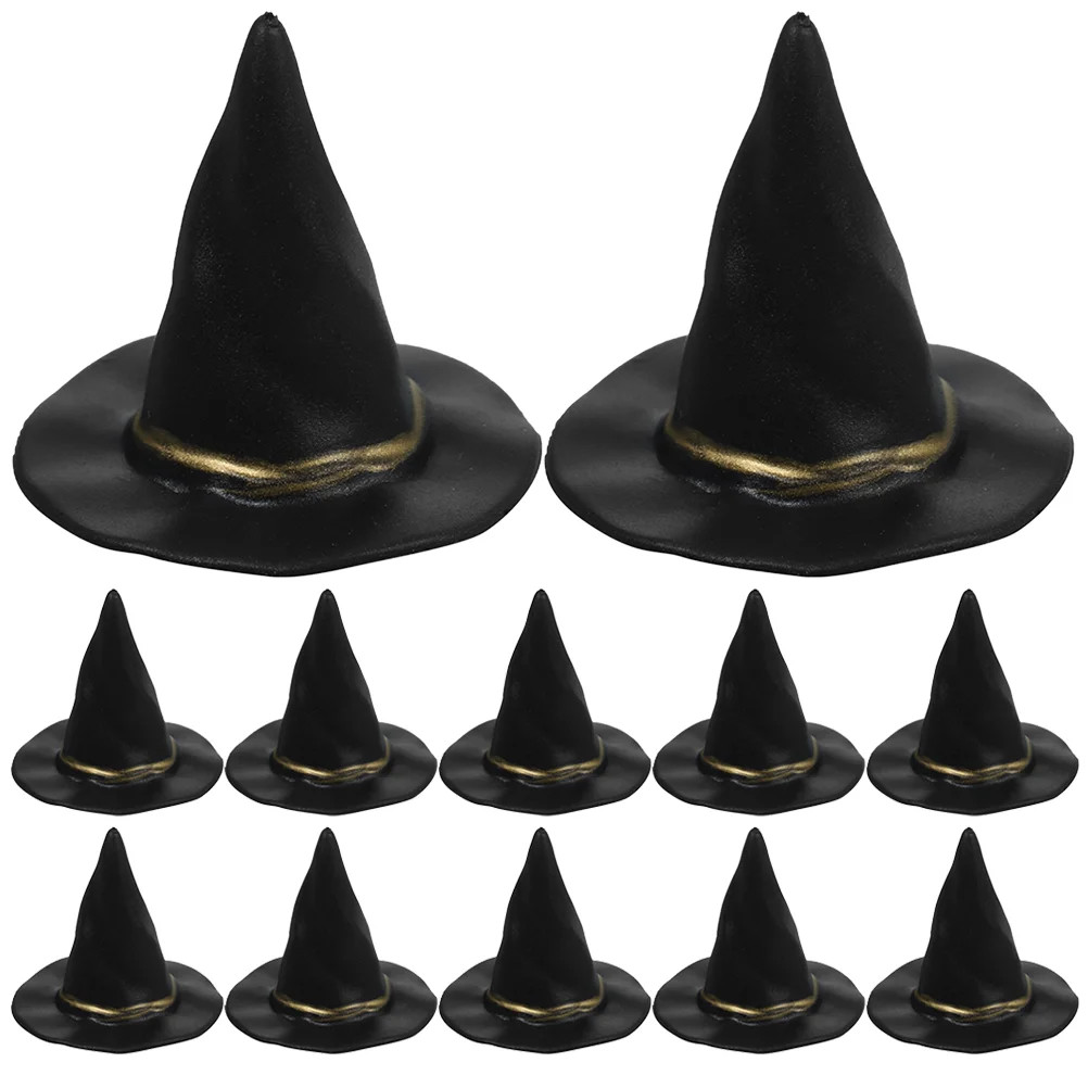 12 Pcs Witch Hat Dollhouse Prop Miniature Decor Party Supplies Accessory for Plastic Decors Hats Theme