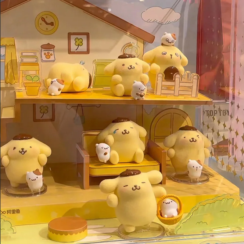 

Sanrio Pompompurin Floofy Daily Series Blind Box Action Figure Mystery Box Anime Figurine Desk Model Blindbox Surprise Toys