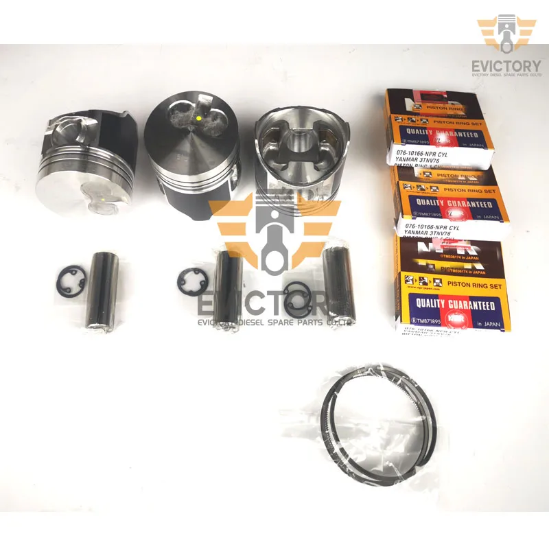 For New Yanmar 3TNV80 Engine Overhaul Rebuild Kit Piston ring liner gasket bearing