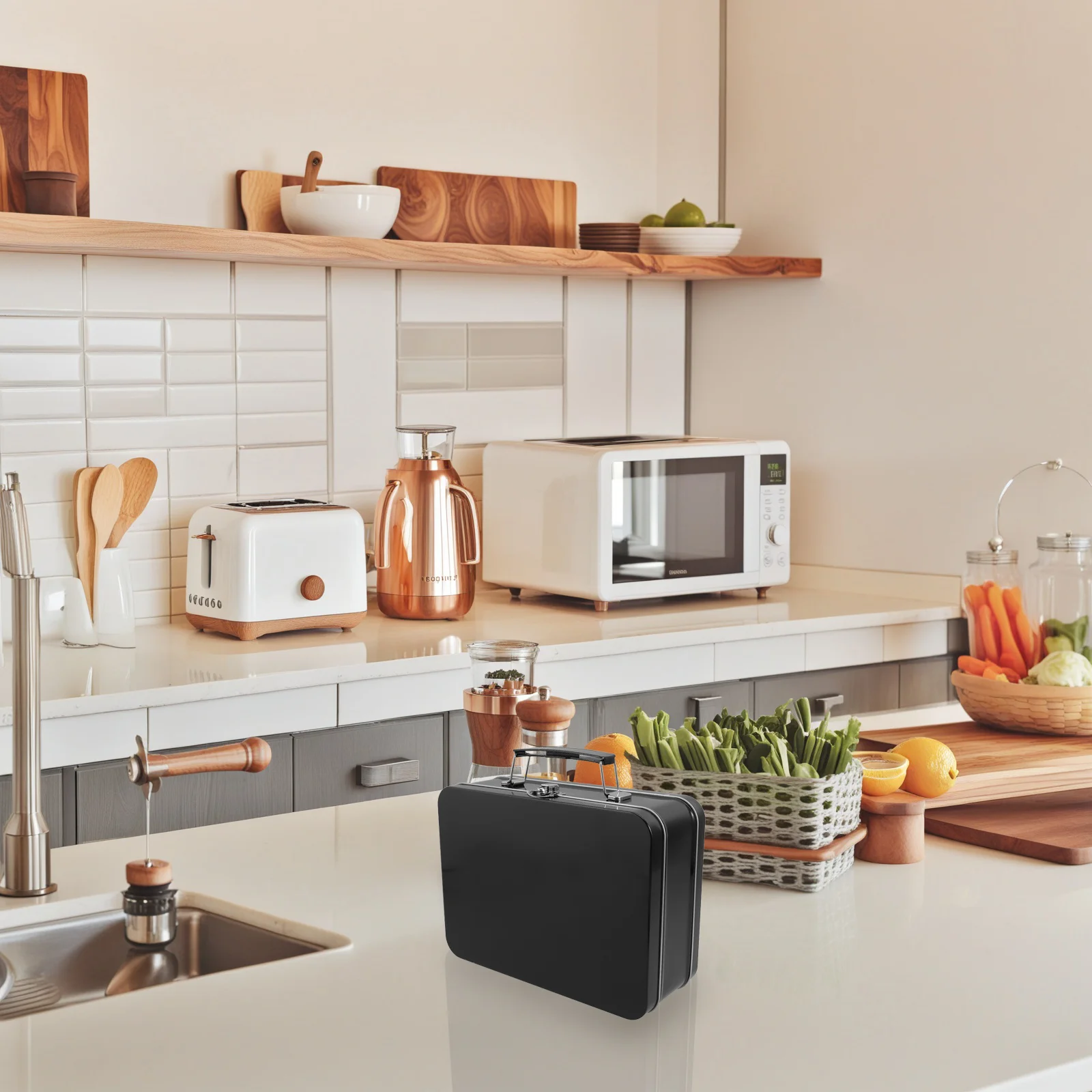 

Metal Tin Lunch Box with Hinged Lid for Sandwiches Fruits Nuts Cheese Vegetable Portable for Family Picnics and Outdoor