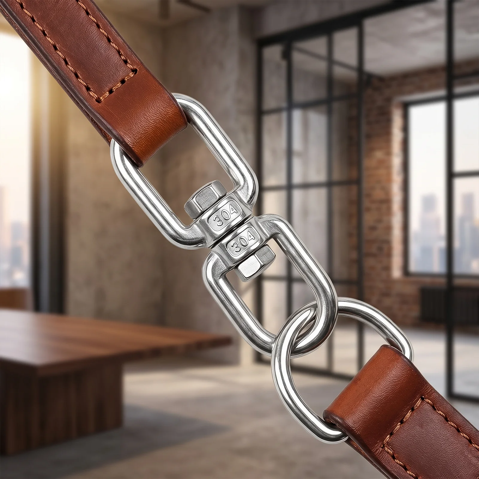 Heavy Duty Stainless Steel 360 Degree Swivel Ring, Eye-to-Eye Rope Chain Connector, Anti-Twist Hardware for Hammock, Easy to Use