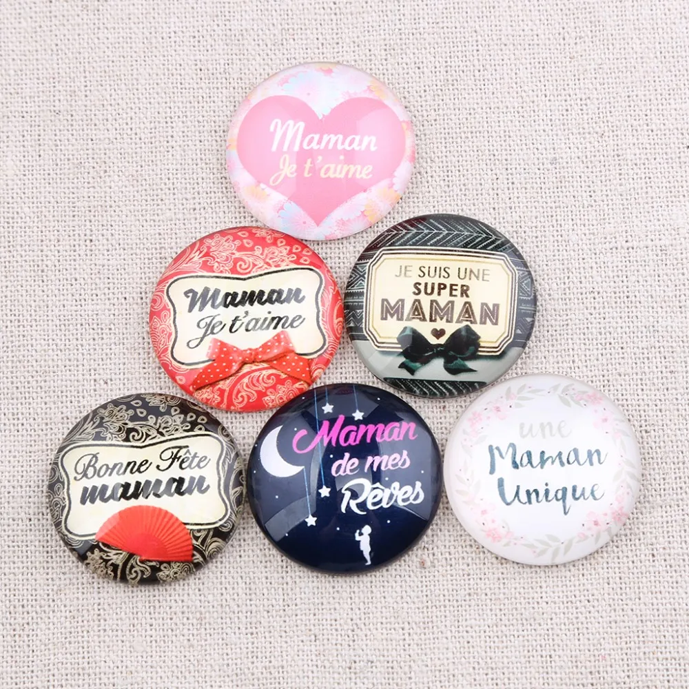 Onwear-mamam 사진 라운드 유리 카보 숑 30mm 25mm 20mm, 펜던트 키 체인 제작을 위한 수제 주얼리 혼합 결과