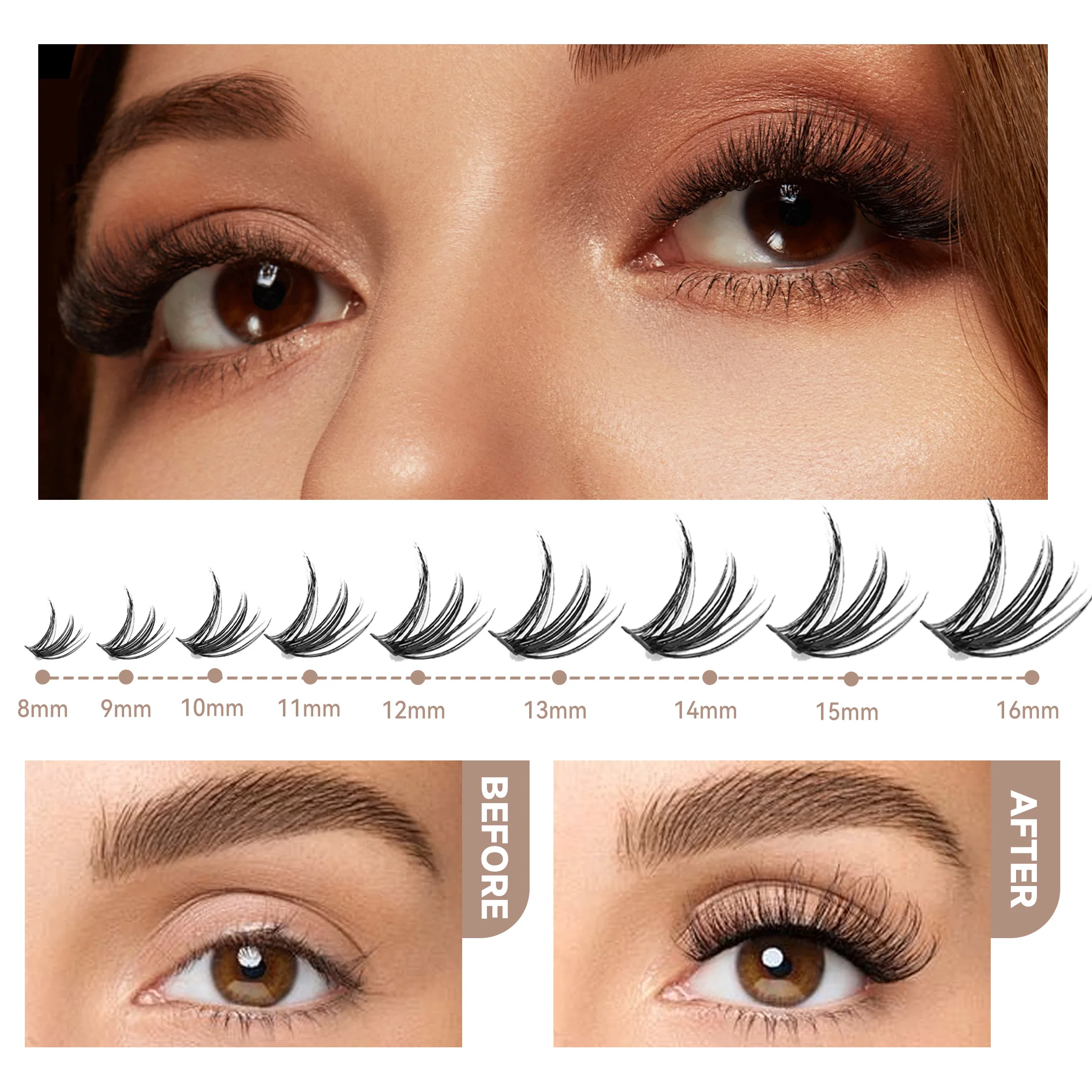 Kit di grappoli per ciglia fai-da-te di alta qualità Kit di estensione ciglia 30D con legame e sigillo per ciglia Rimuovi pinzette Trucco a tenuta forte
