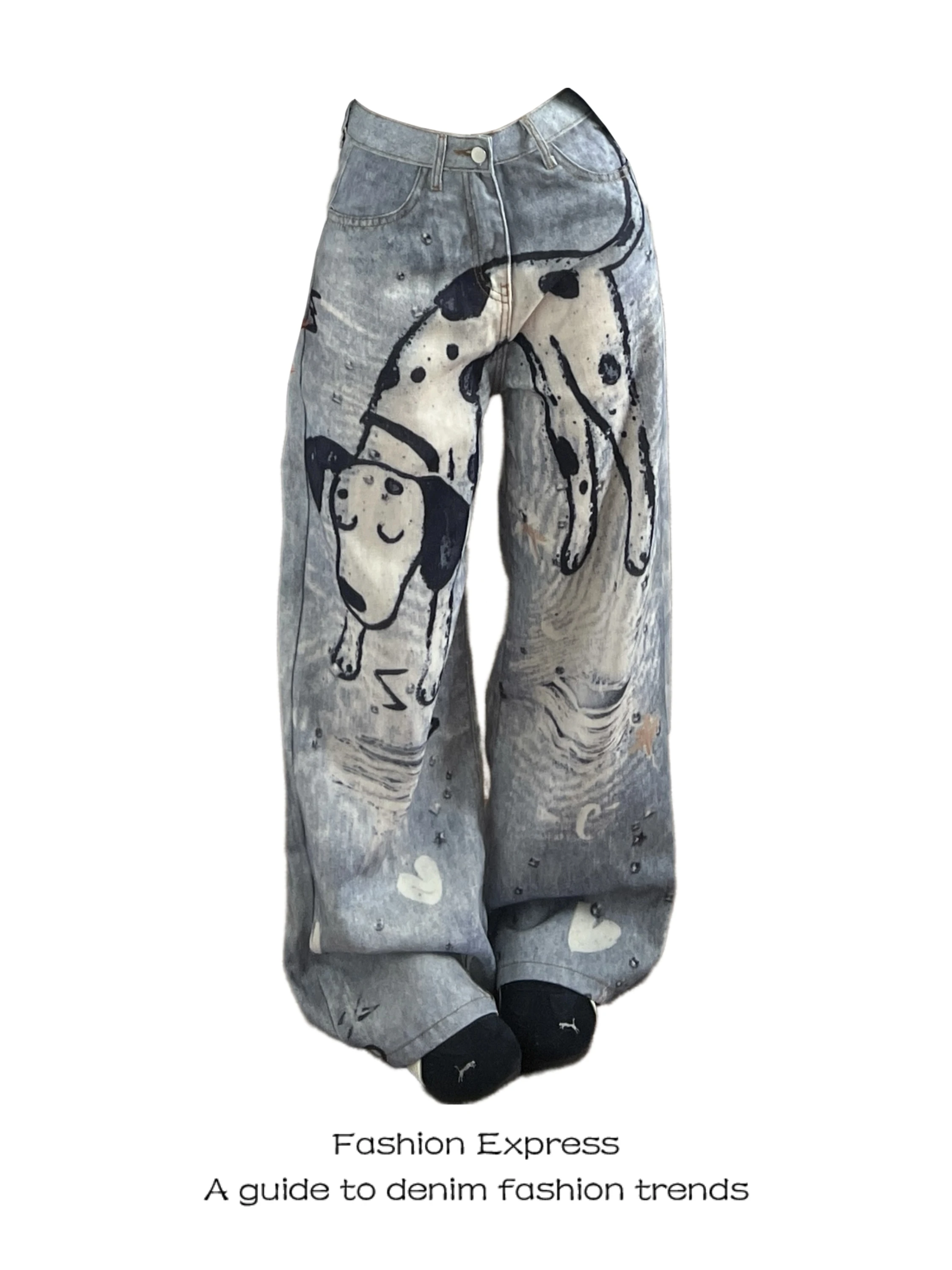 

American Sle High Waist Wide Leg Jeans Women's Hole Design Slimming Straight Cut Casual Denim Pants Spring 2026 New Model