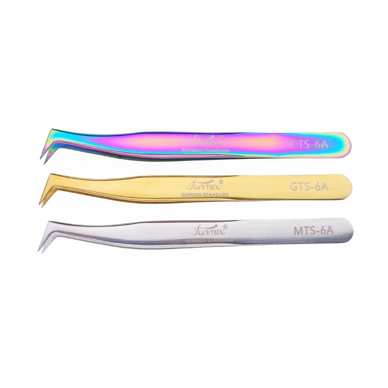 Funmix New 1pc Professional Eyelash Tweezers CTS Series German Standard High Precision Stainless Steel Tools for Lash Extensions