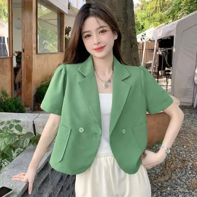 

2025 Summer Newest Office Lady Solid Blouse Female Formal Half Sleeves Short Dress Shirts Single Breasted Blusas Elegant Tops