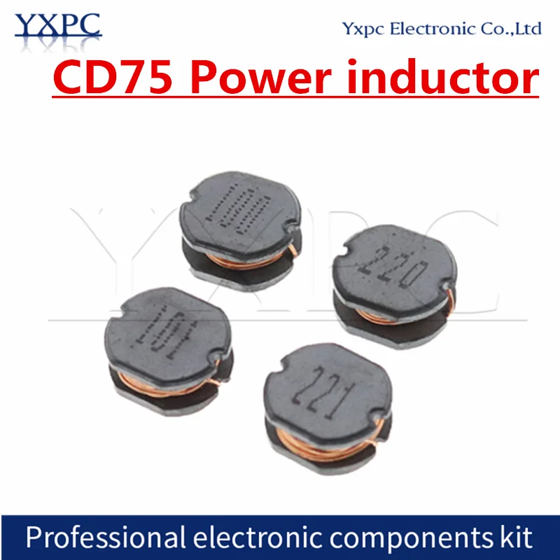 10pcs CD75 Power inductor 1 1.5 2.2 3.3 4.7 6.8 10 15 22 33 47 68 100 150 220 330 470 680UH MH 1R0 1R5 2R2 3R3 4R7 6R8 101 102