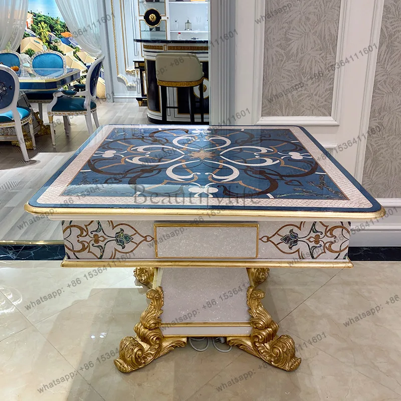 French mahogany inlaid shell parquet chess and card table household mahjong table dining table combination furniture