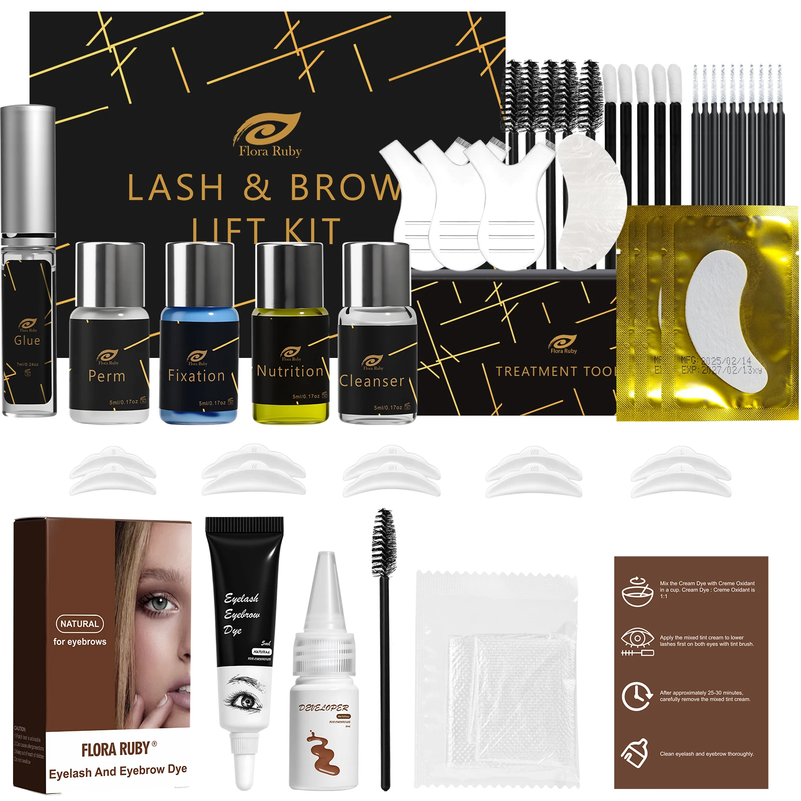 

Lash Lift and Black Kit,Professional Eyelash Perm Kit Black Eyelash & Eyebrow Set 3 in 1,Quick Lifting Coloring Complete Tools