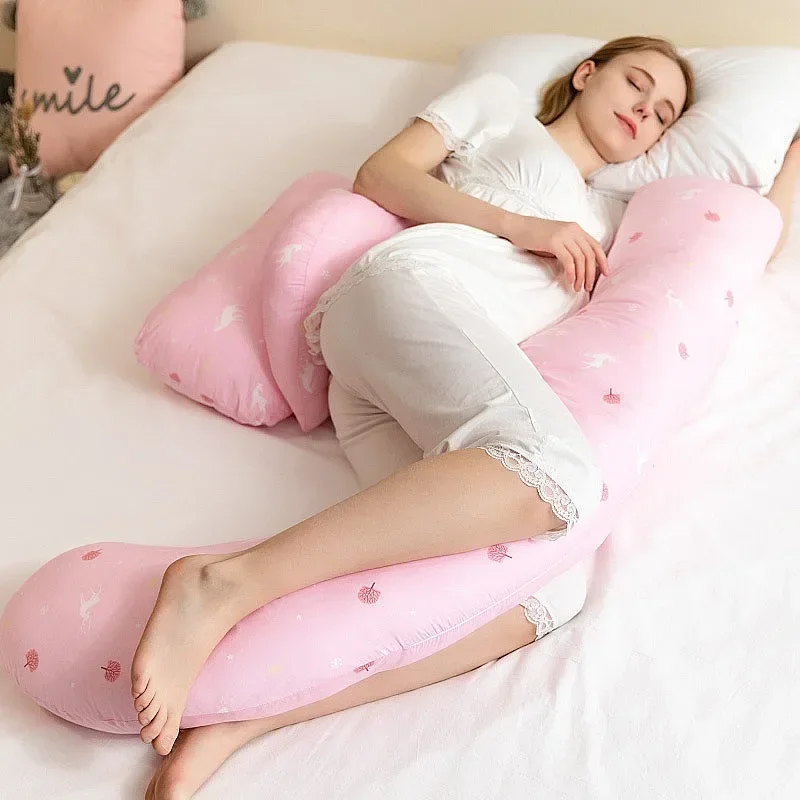 Multi-functional Maternity Pillow U-shaped Lumbar Pillow Soft and Comfortable Side Pillow Cotton Belly Support Cushion Pregnant