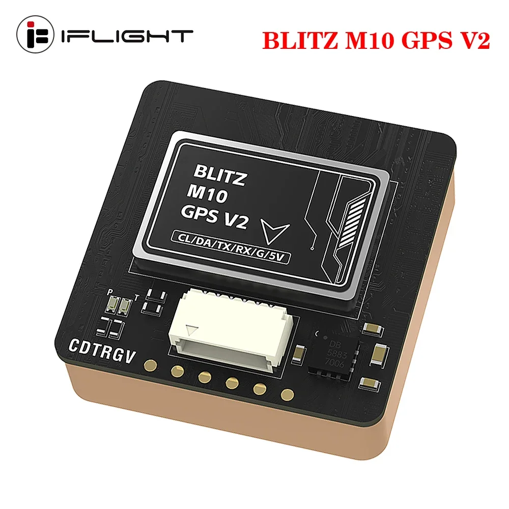 IFlight BLITZ M10 GPS V2 Kompassmodul QMC5883L Integrierte 10-Hz-Bewertungsrate Eingebauter Blitz 3,3–5,5 V für FPV-Drohnen mit großer Reichweite