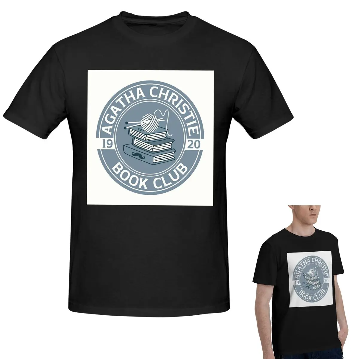 

100% Cotton Agatha Christie Book Club T-Shirt Men's Classic Oversized T Shirt Men Round Neck Summer Shirts Tops S-6XL